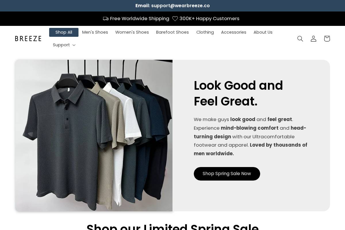 Wearbreeze homepage screenshot