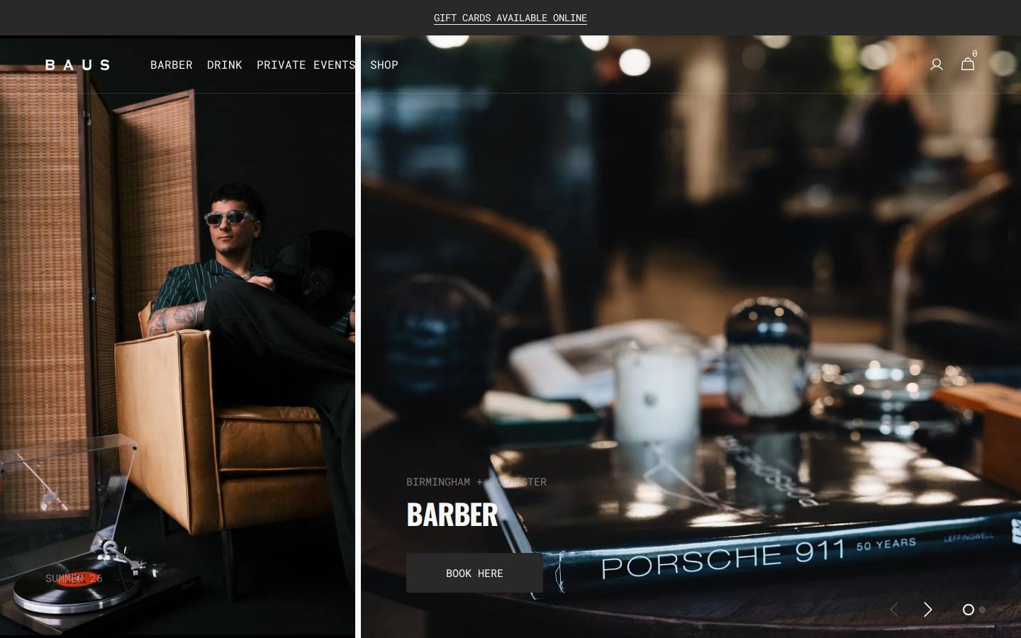 wearebaus.com homepage screenshot