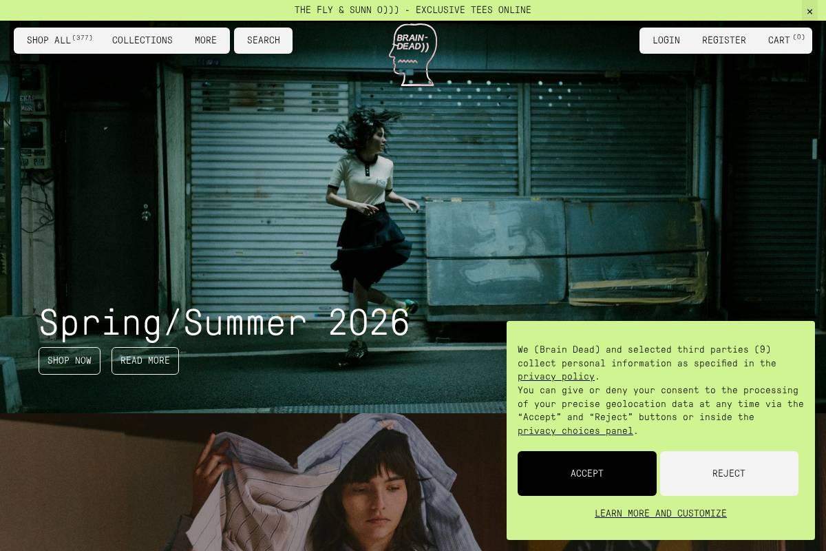 Brain Dead homepage screenshot