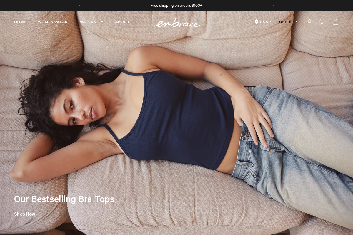 Embrace homepage screenshot