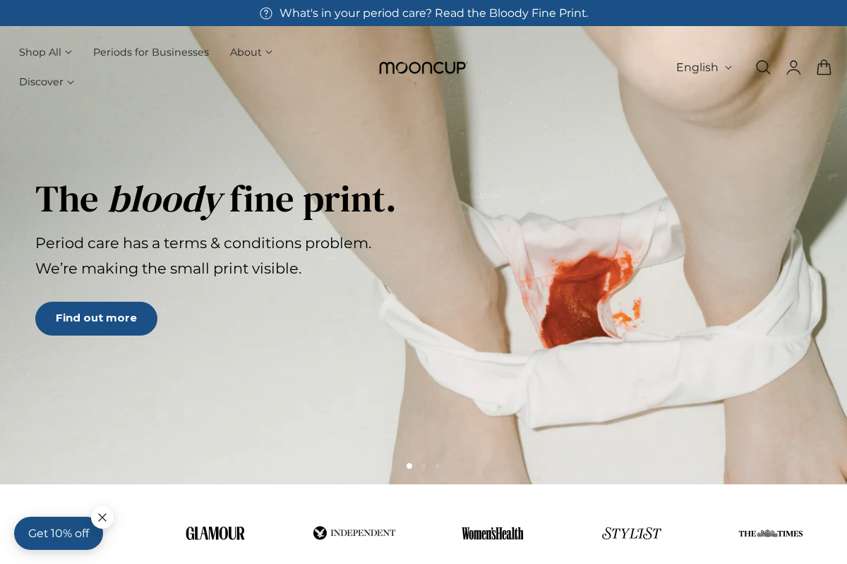 Wearemooncup homepage screenshot