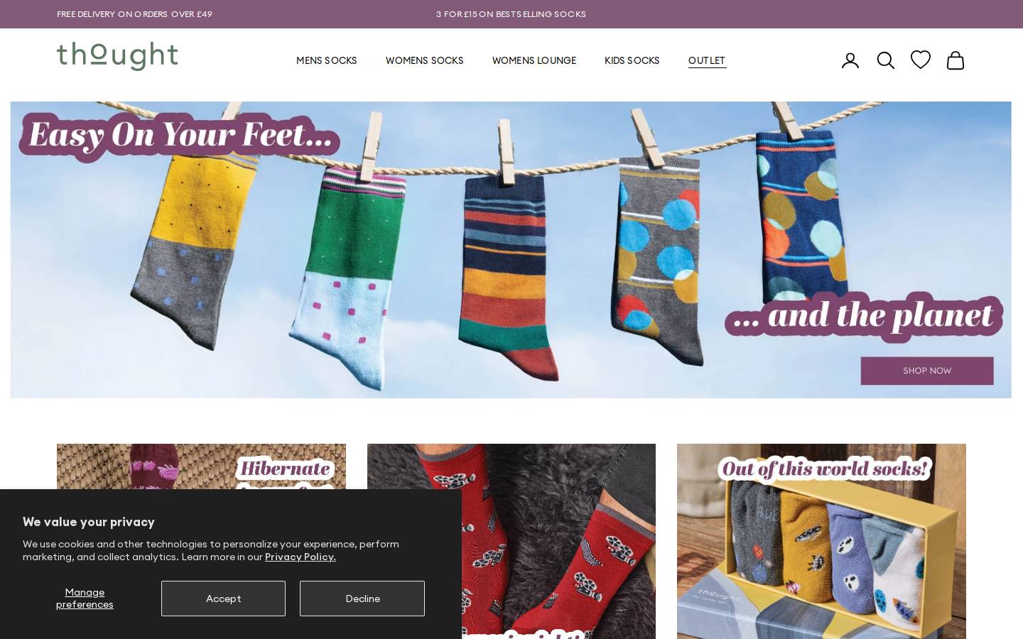 Thought Clothing homepage screenshot