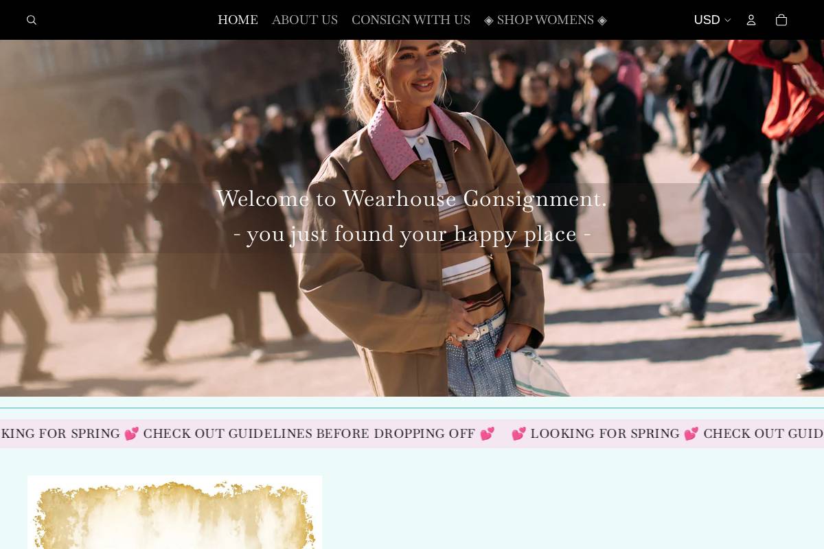 wearhouseconsignment.com homepage screenshot