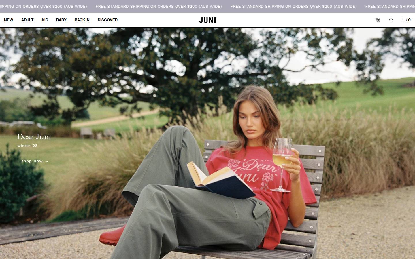 wearjuni.com homepage screenshot