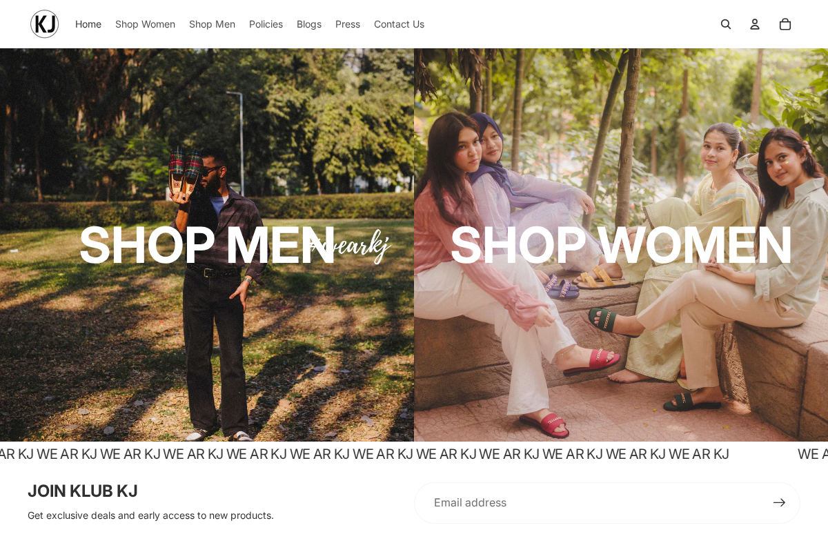 KJ homepage screenshot