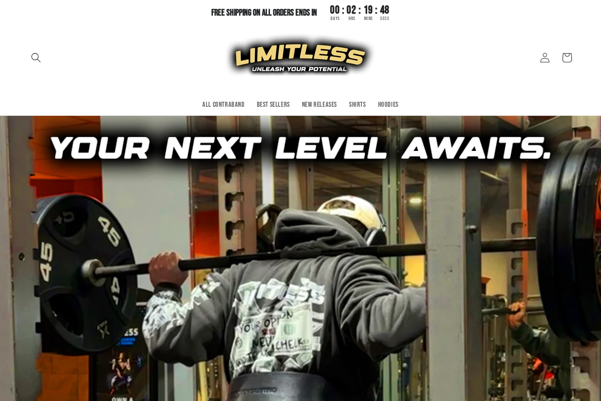 Limitless Apparel homepage screenshot