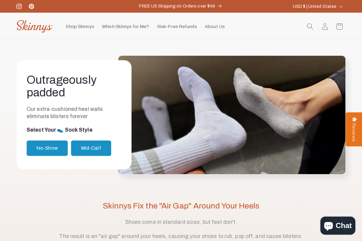 wearskinnys.com homepage screenshot