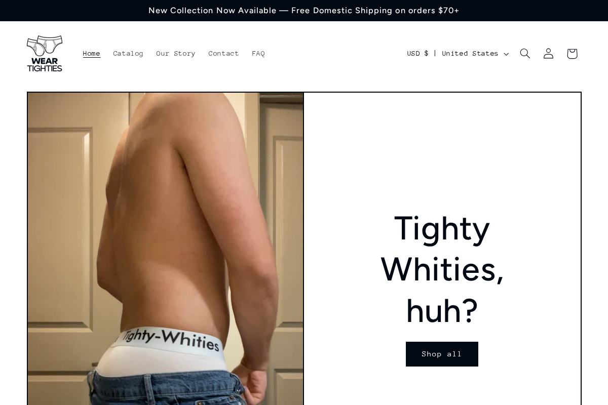 WearTighties homepage screenshot