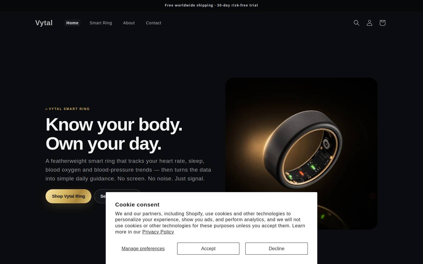 wearvytal.com homepage screenshot