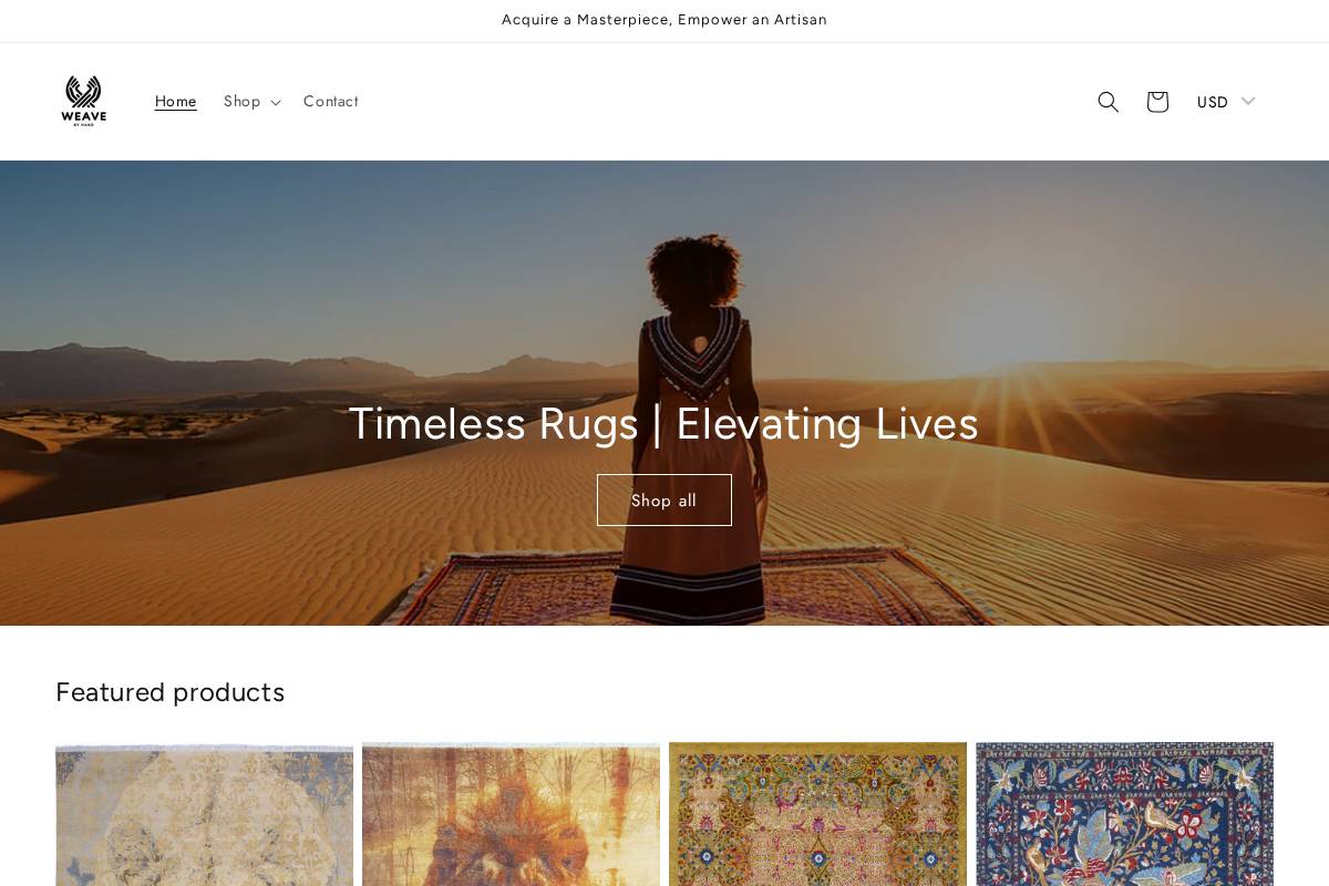 weavebyhand.com homepage screenshot