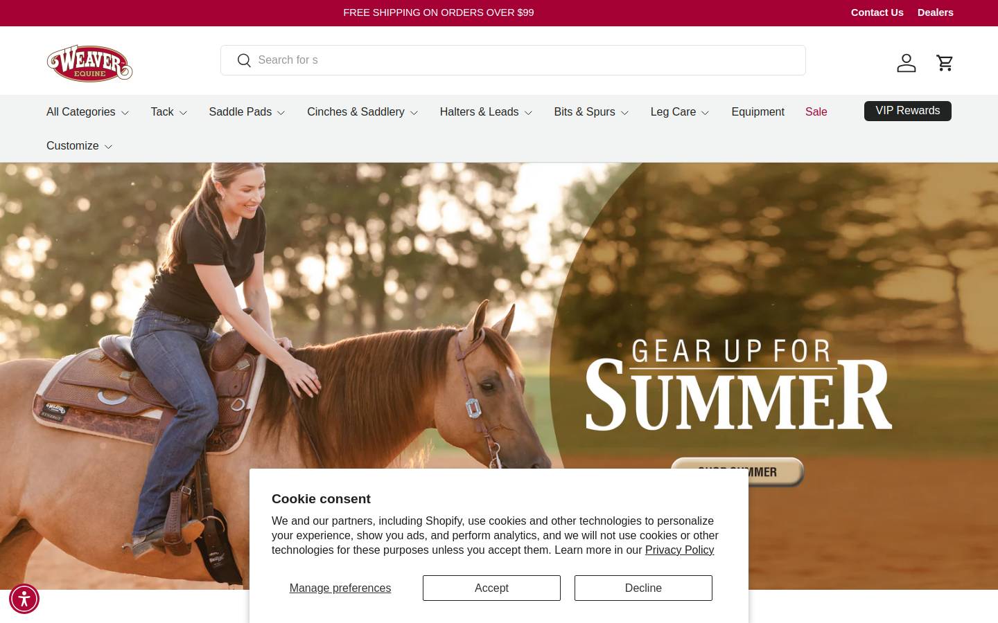 Weaverequine homepage screenshot