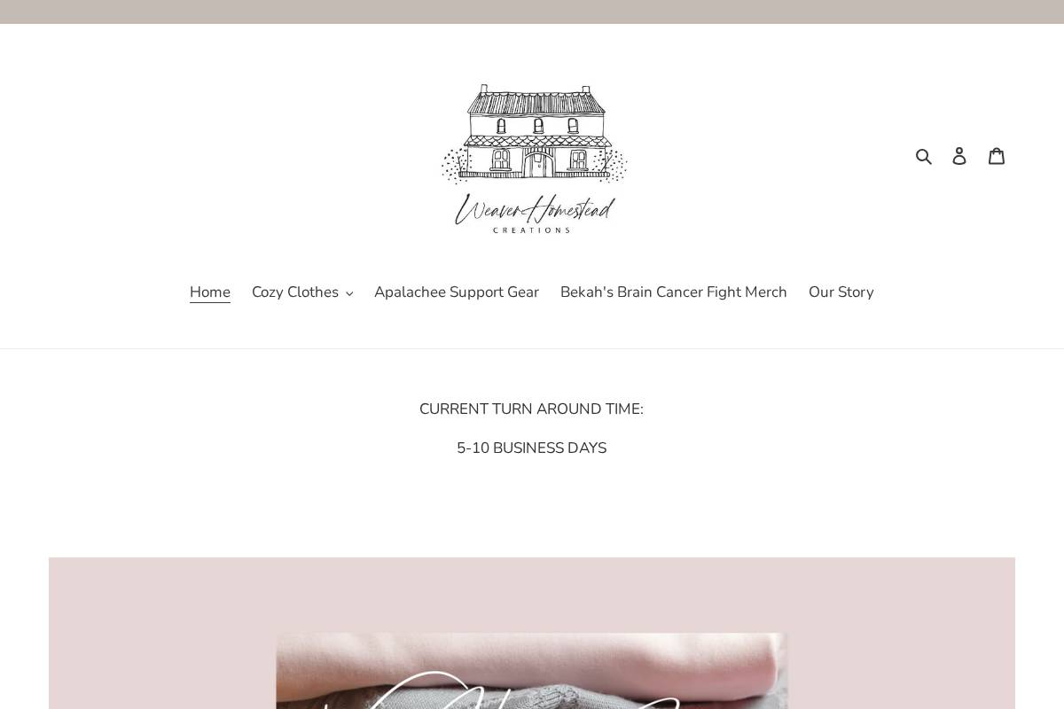 weaverhomesteadcreations.com homepage screenshot