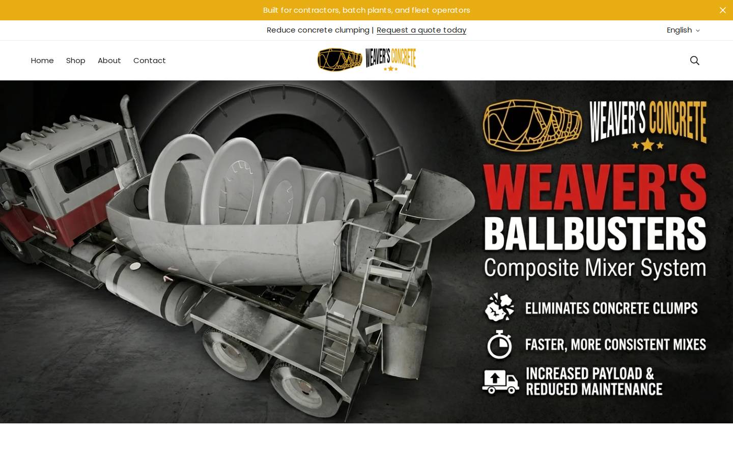 weaversconcrete.com homepage screenshot