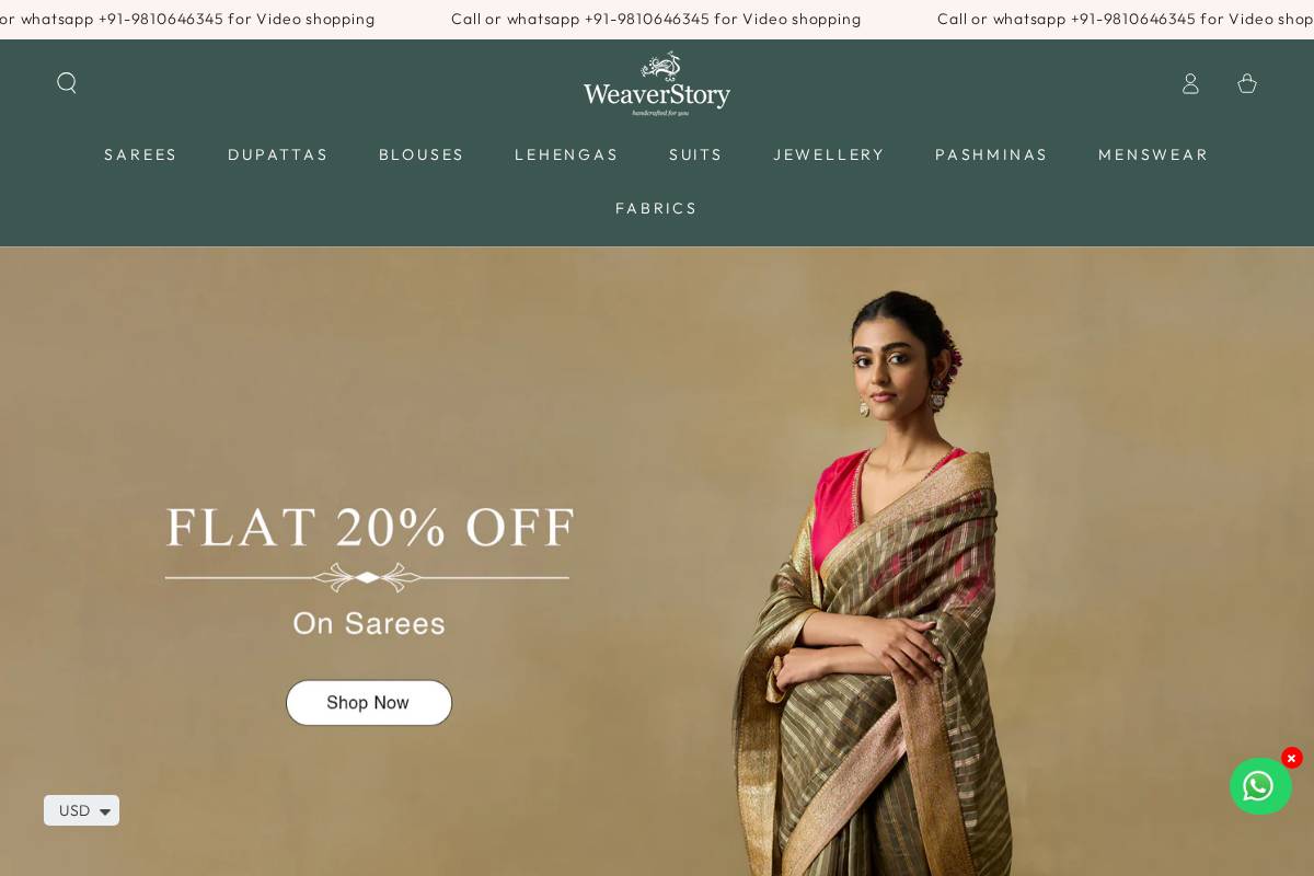 Weaverstory.com homepage screenshot