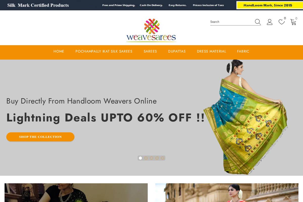 weavesarees.com homepage screenshot