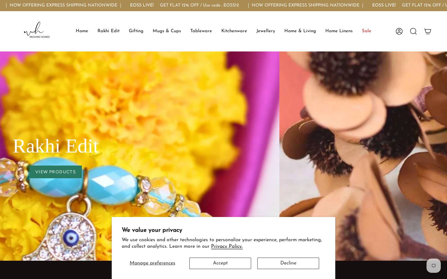 weavinghomes.in homepage screenshot