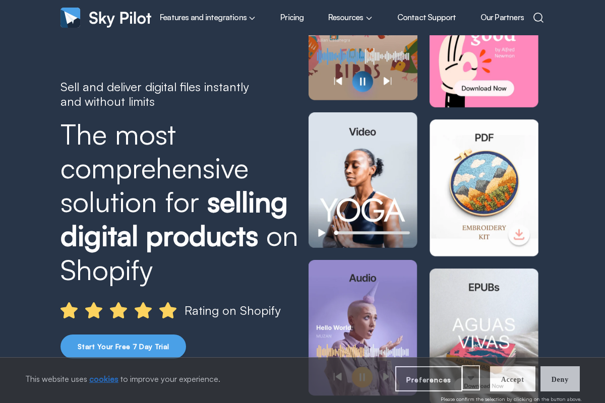 Sky Pilot Website homepage screenshot