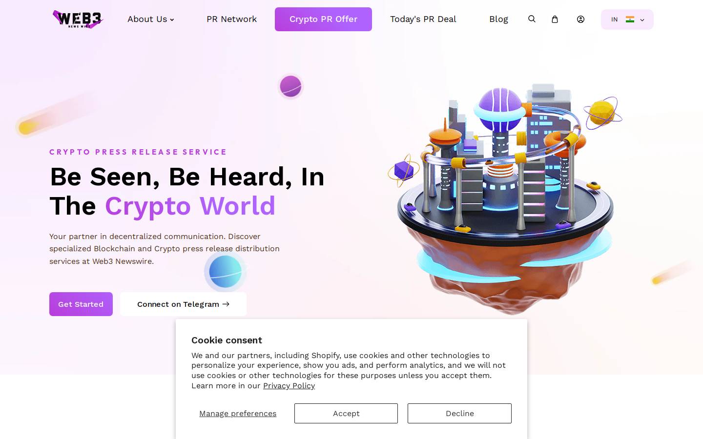 Web3 News Wire homepage screenshot
