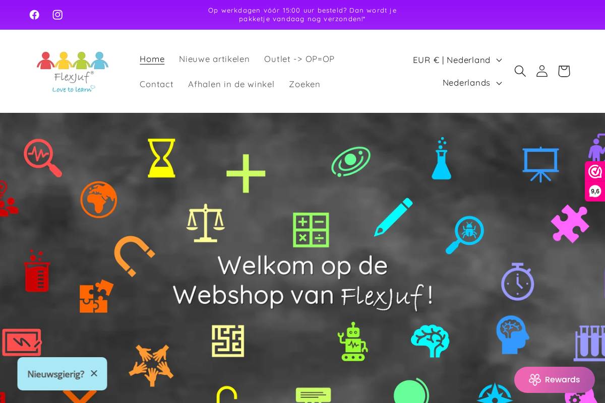 webshop-flexjuf.nl homepage screenshot