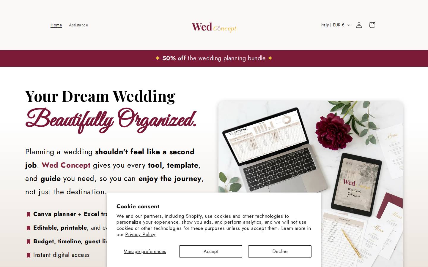 wedconcept.com homepage screenshot