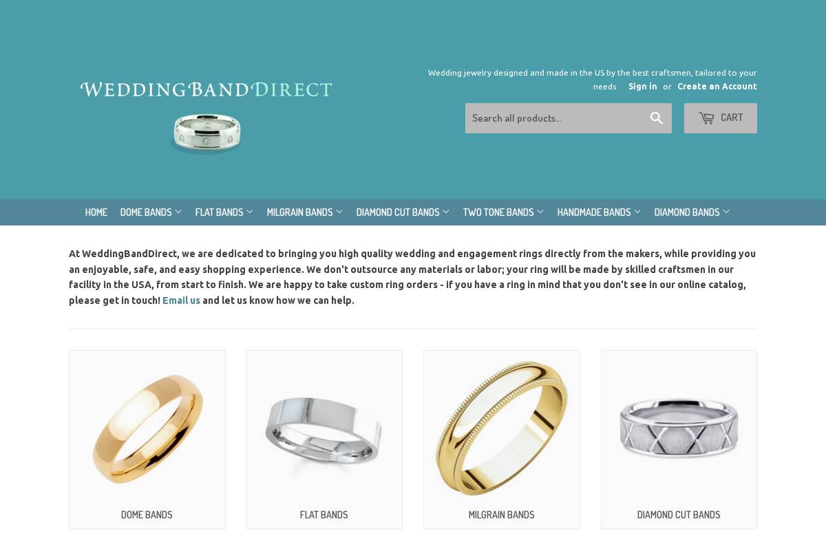 weddingbanddirect.com homepage screenshot