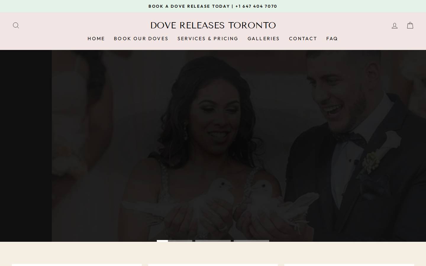 weddingdoves.ca homepage screenshot