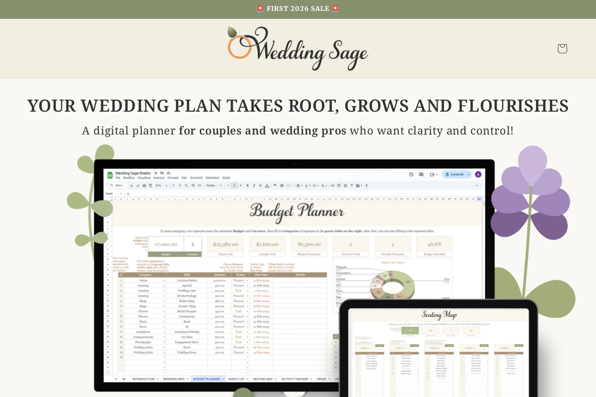 Wedding Sage homepage screenshot