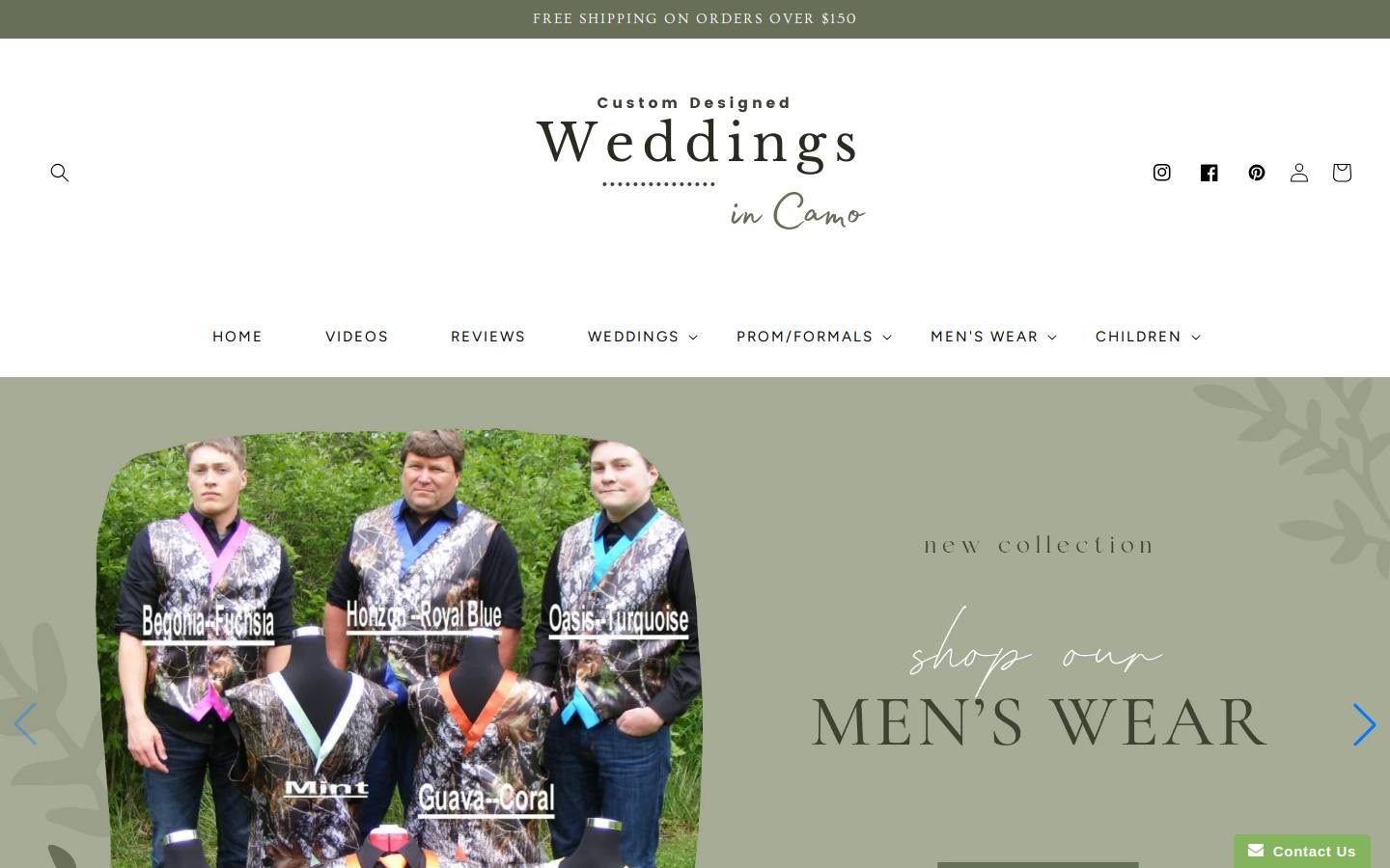 weddingsincamo.com homepage screenshot