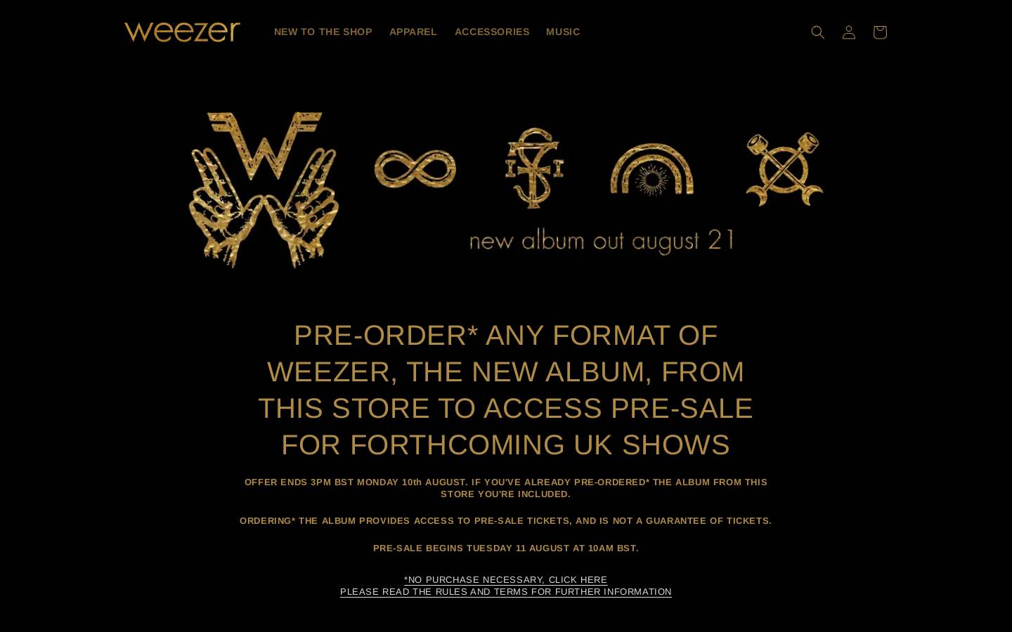 weezerwebstore.com homepage screenshot