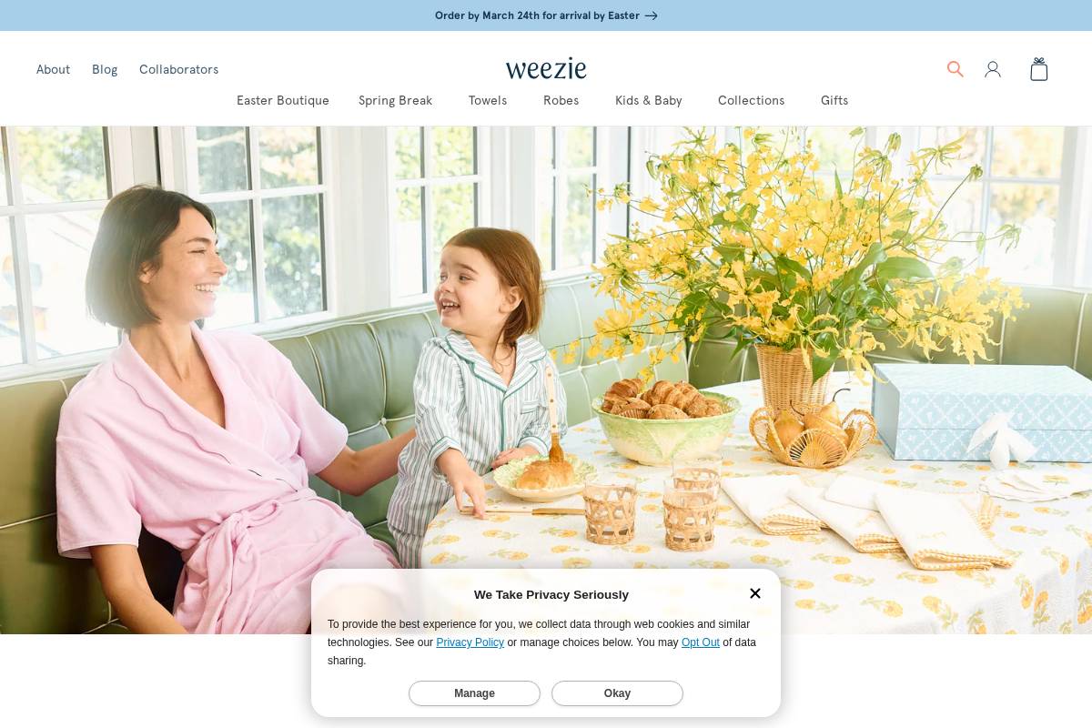 Weezie Towels homepage screenshot