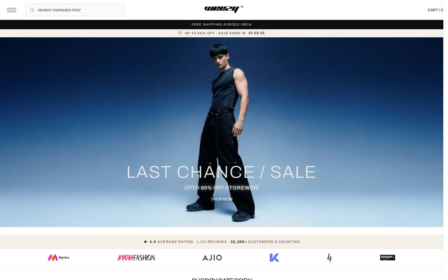 Weezy homepage screenshot