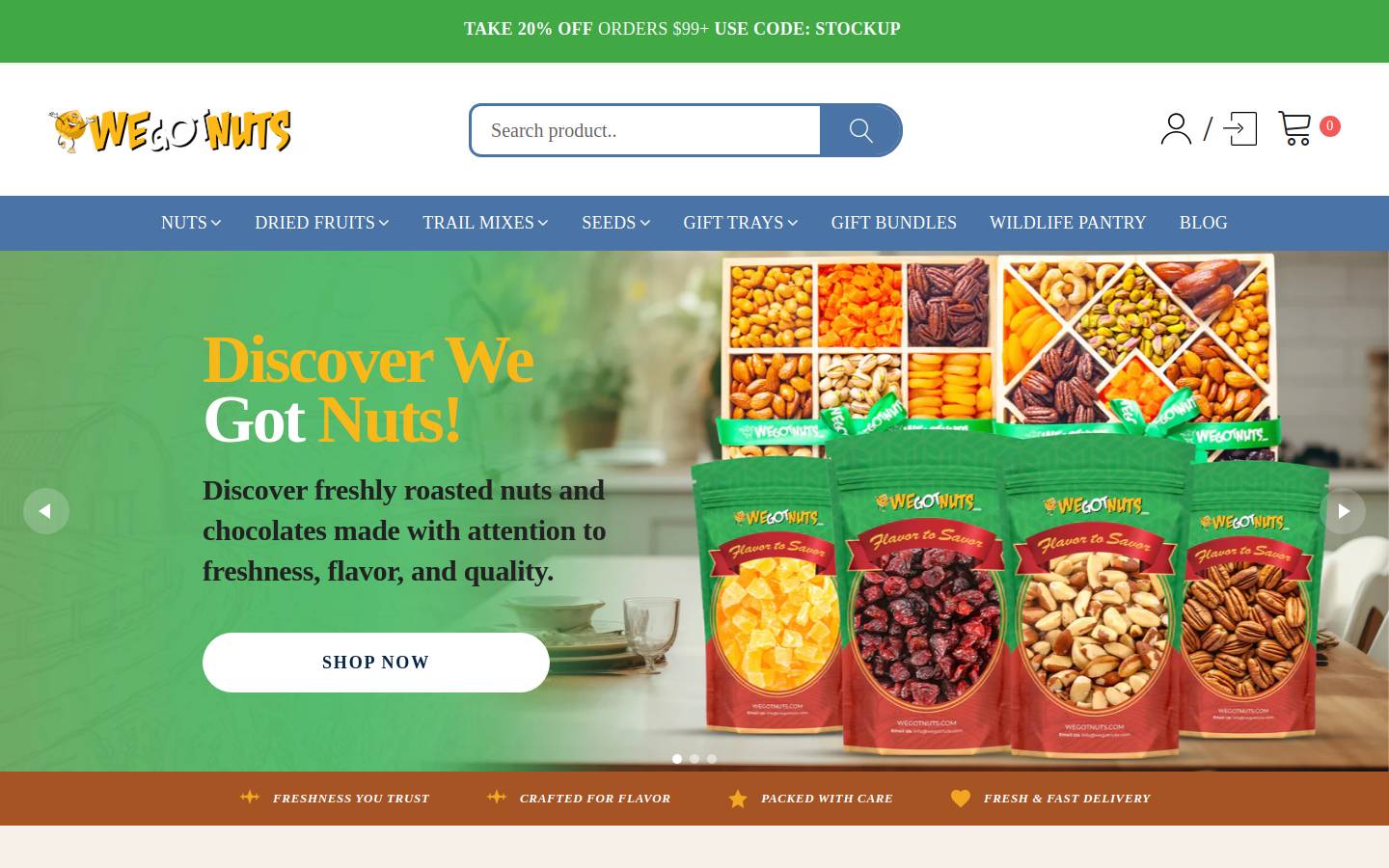 WeGotNuts.com homepage screenshot