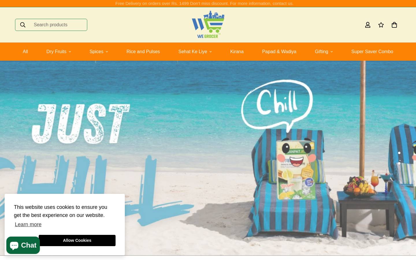wegrocer.in homepage screenshot