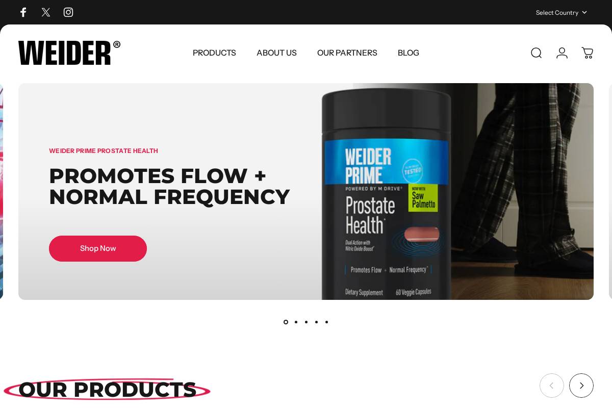 Weider Global Nutrition homepage screenshot