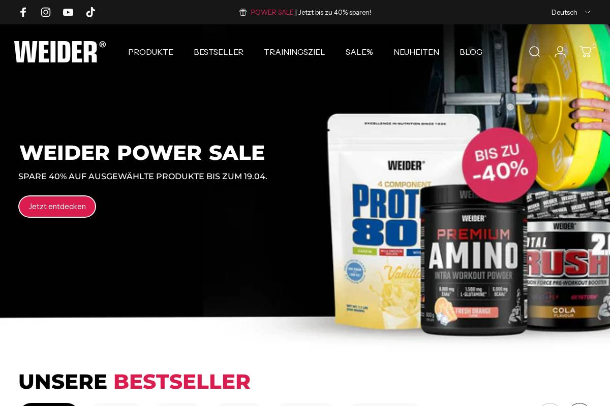 Weider homepage screenshot