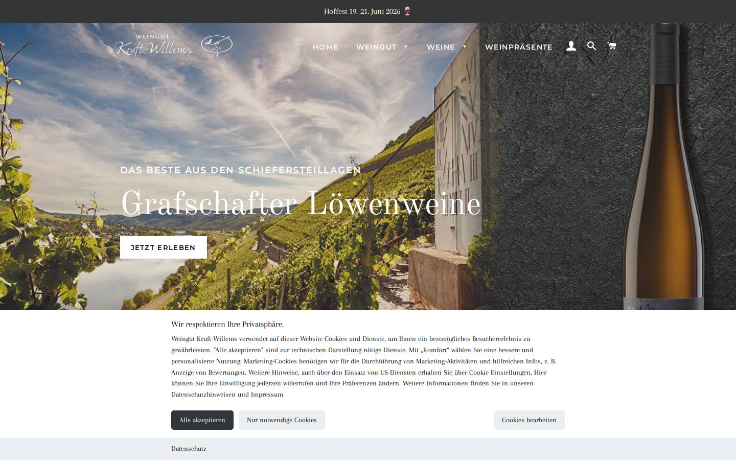 weinerleben-shop.de homepage screenshot