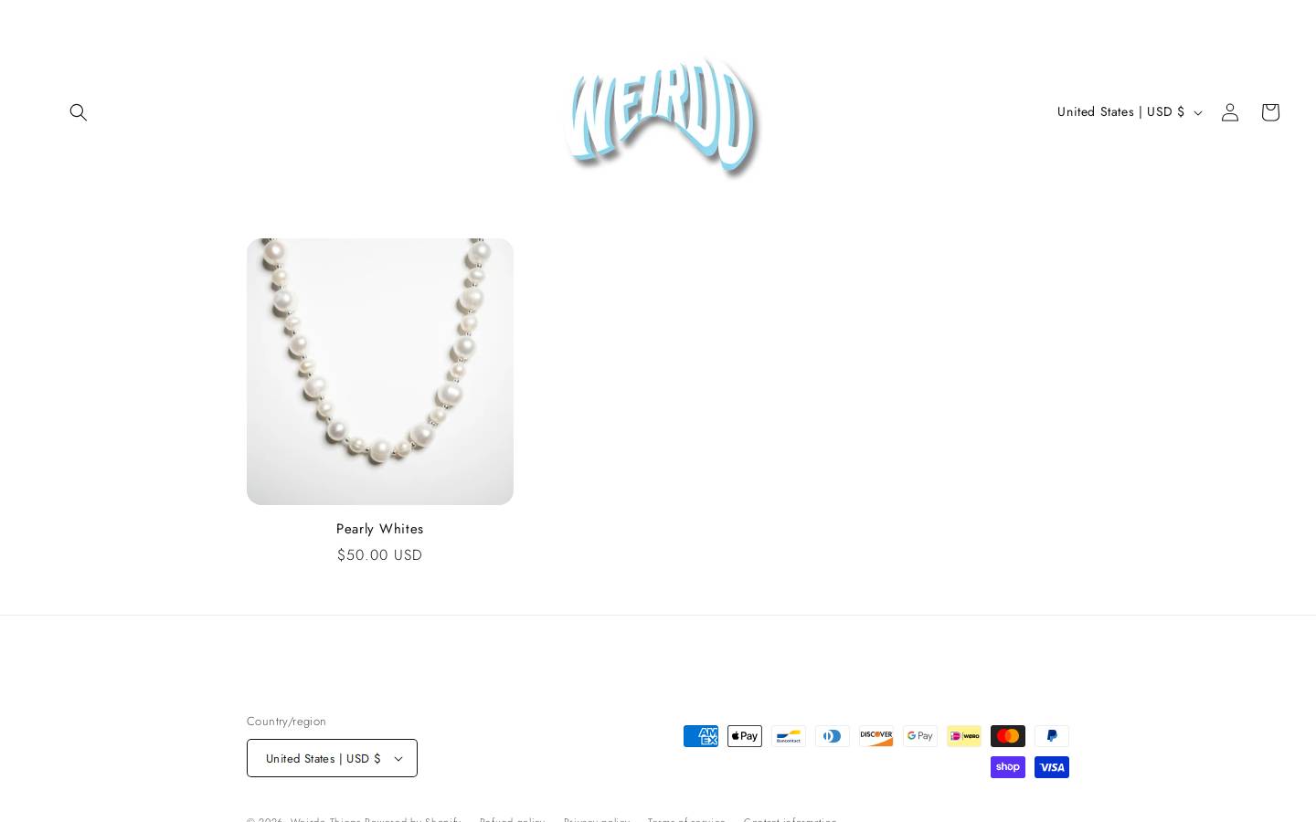 Weirdothings homepage screenshot