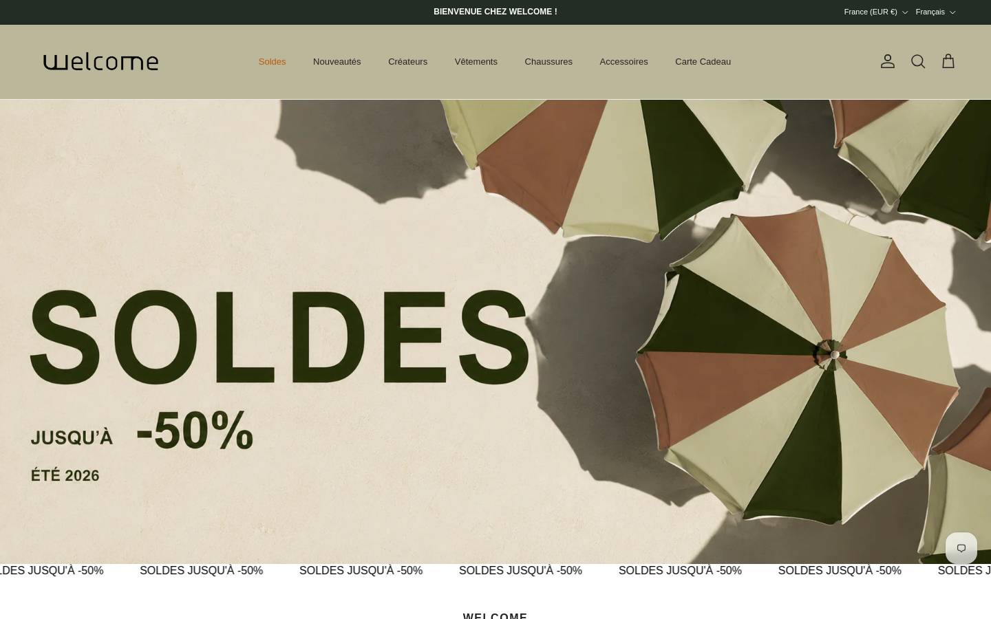welcome-clothing.com homepage screenshot