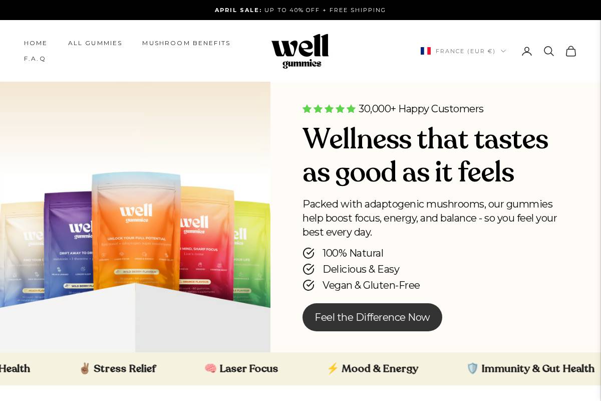 Well Gummies homepage screenshot