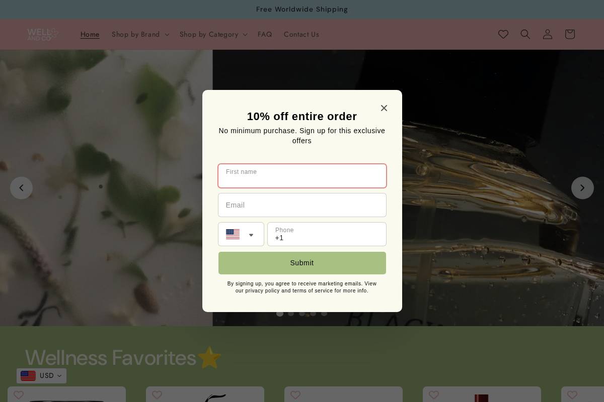 wellandco.store homepage screenshot