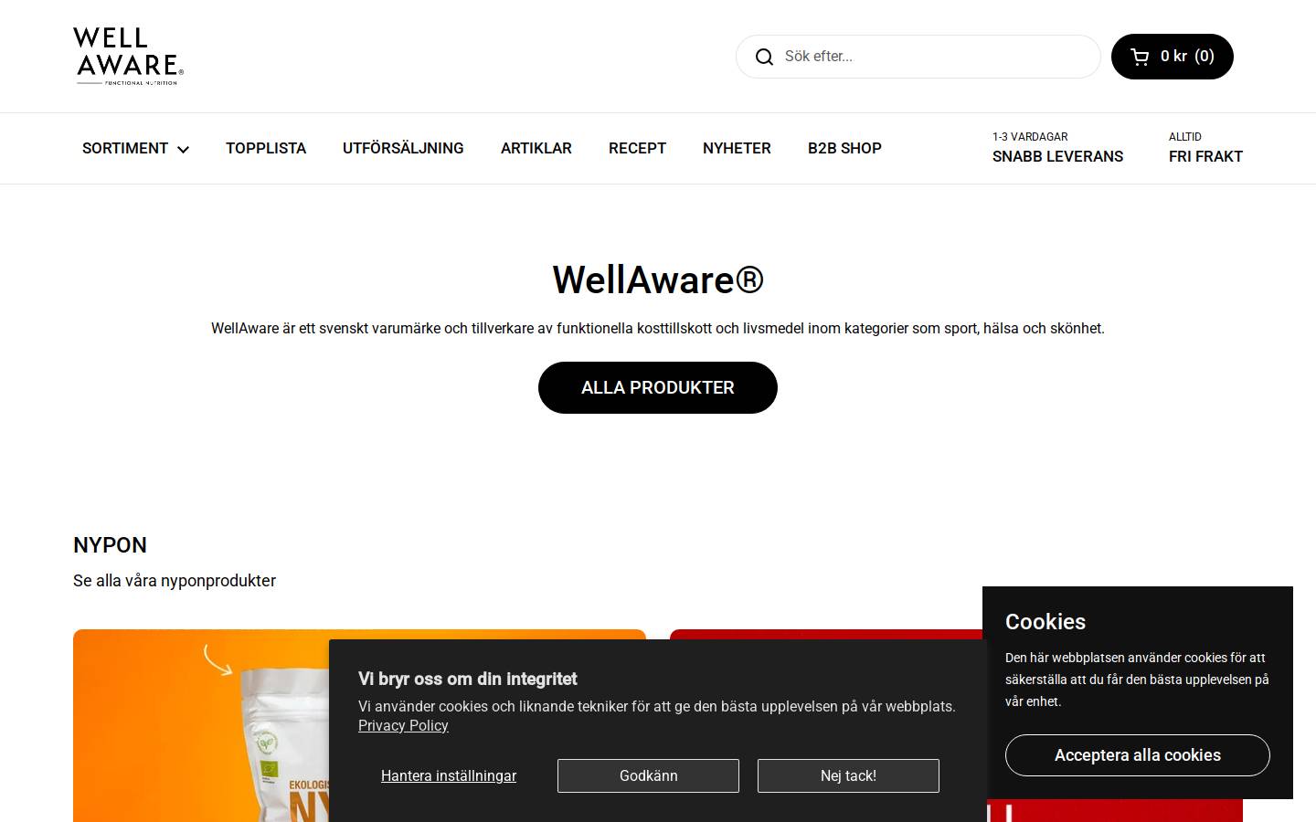 Wellaware homepage screenshot