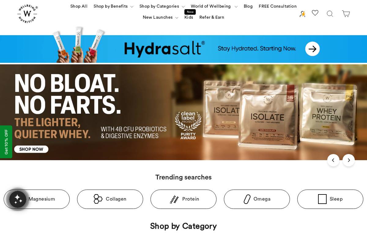 wellbeingnutrition.com homepage screenshot