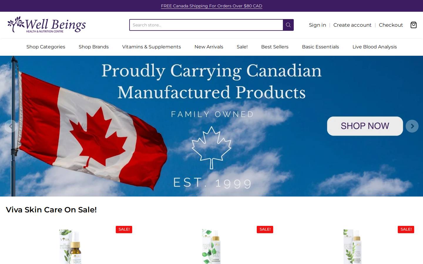 wellbeingshealth.ca homepage screenshot