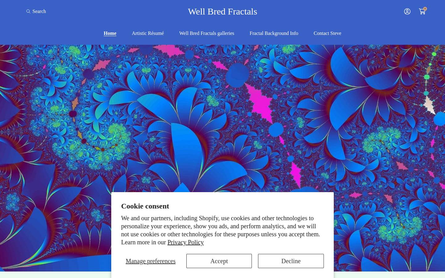 wellbredfractals.com homepage screenshot