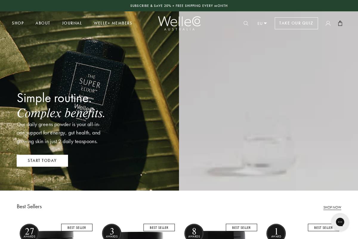WelleCo homepage screenshot