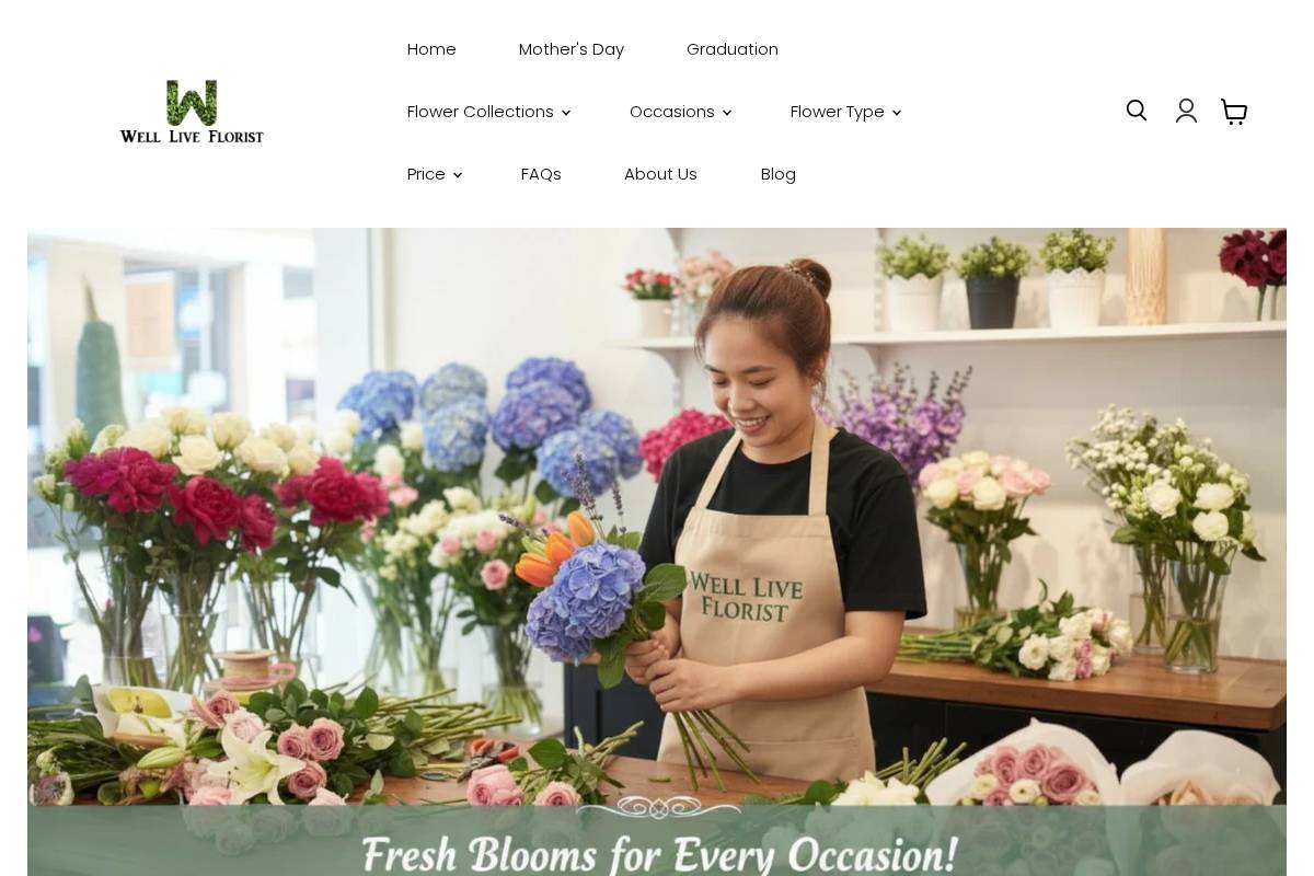 wellliveflorist.com homepage screenshot