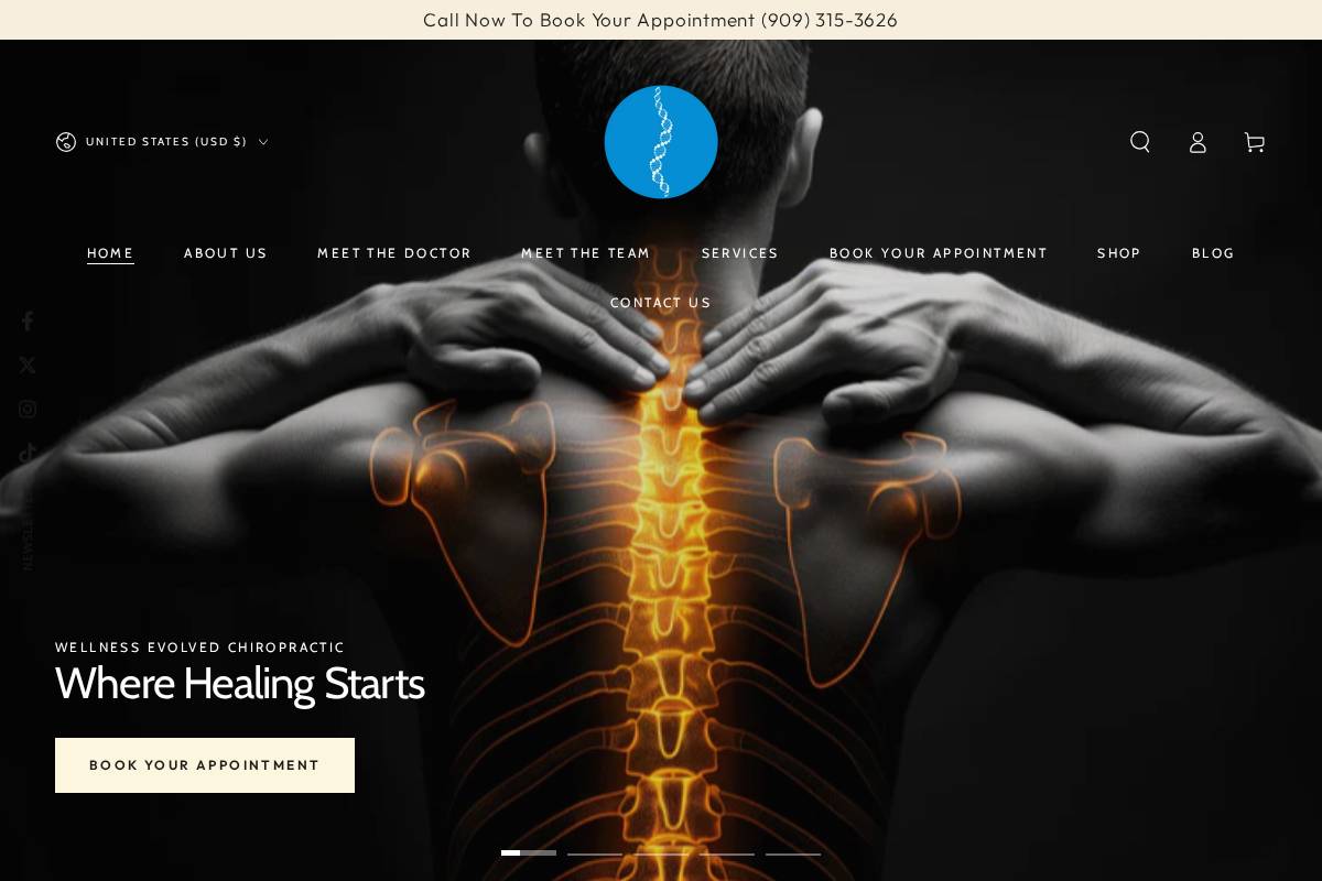 wellnessevolvedchiropractic.com homepage screenshot