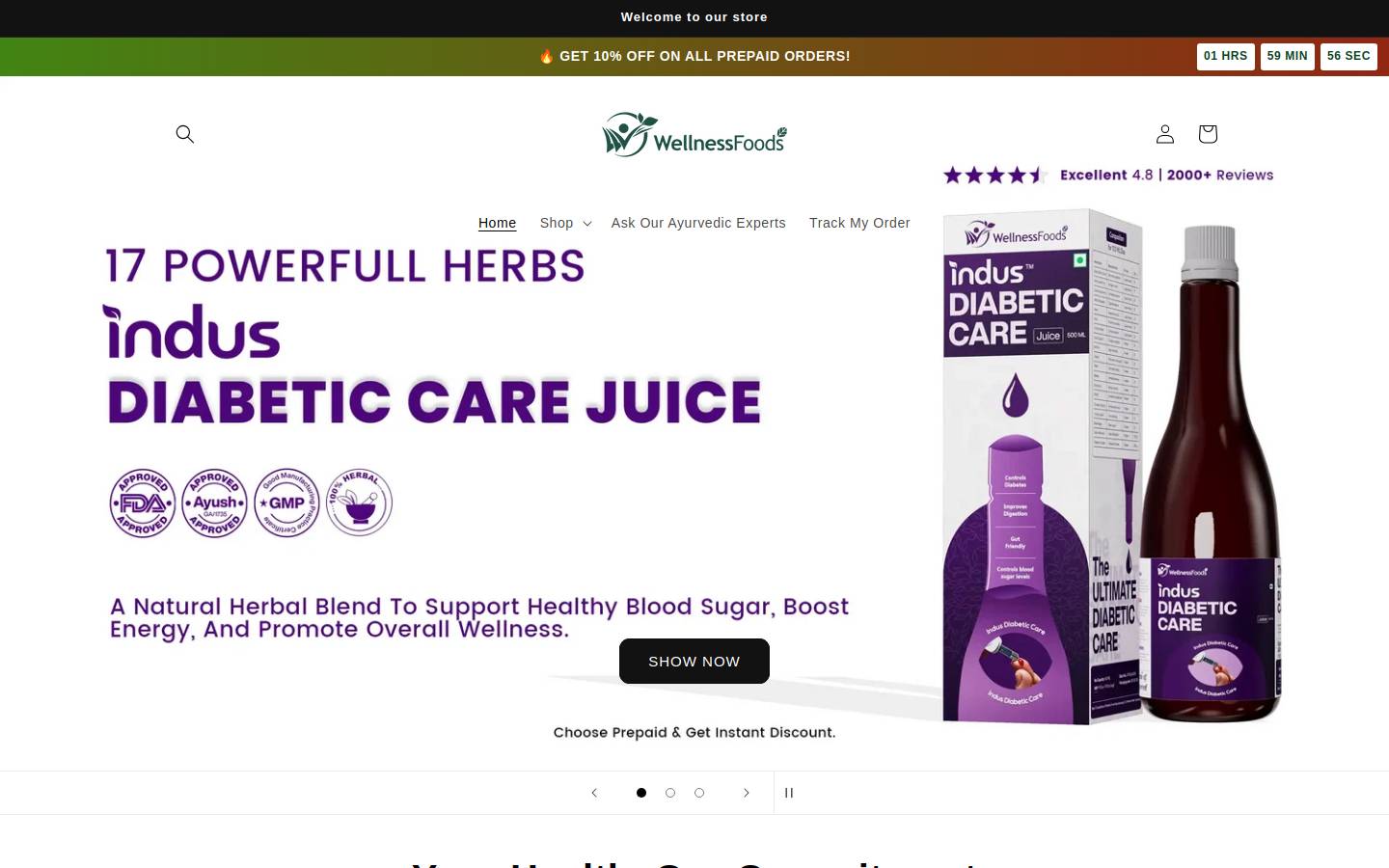 wellnessfood.in homepage screenshot