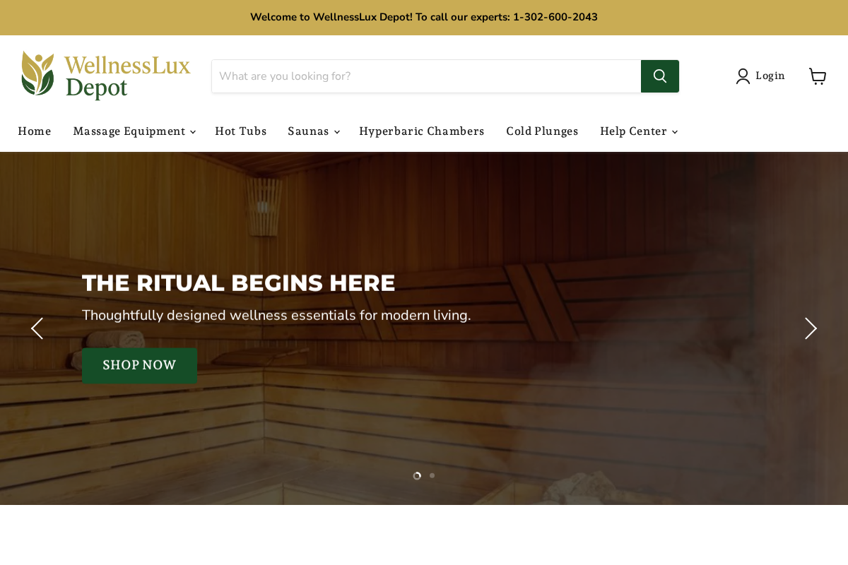 WellnessLux Depot homepage screenshot