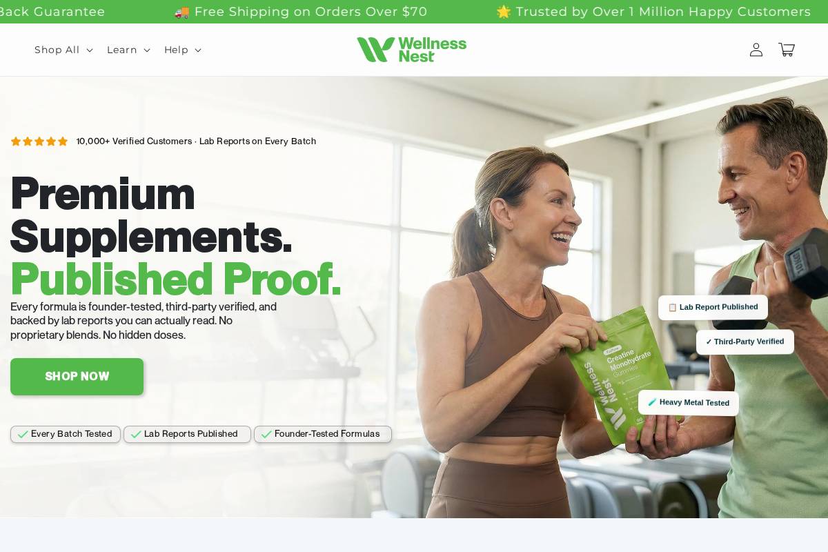 Wellness Nest homepage screenshot